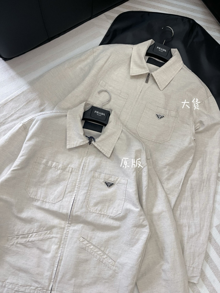 PRADA Natural Chambray Blouson Jacket #329123