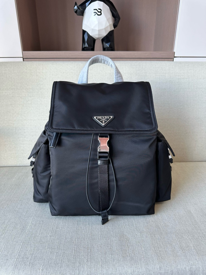 PRADA Aviation Blue Prada Explore Re-nylon And Leather Backpack #378298