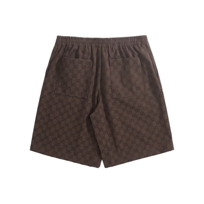 GUCCI GG Canvas Linen Blen Shorts in Brown #384266