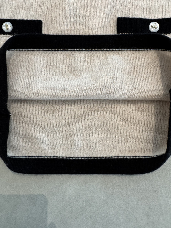 Chanel Sweater Cashmere Light Beige Black #384325