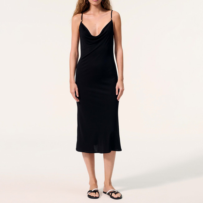 CHANEL Dress Mixed Fibers Black #384382