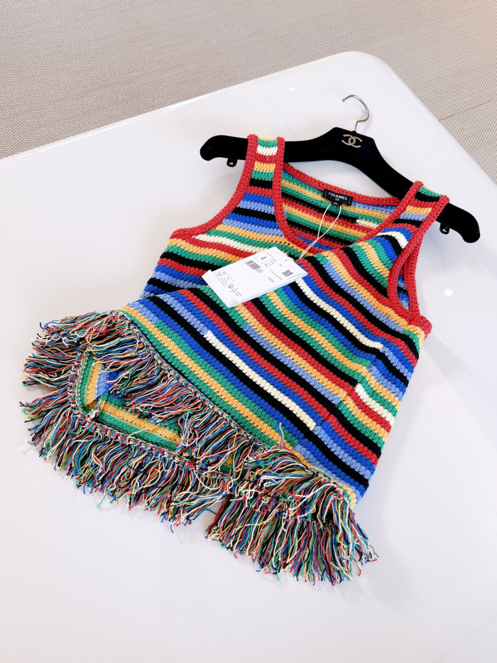 CHANEL Top Cotton Red Blue Green Yellow #384384