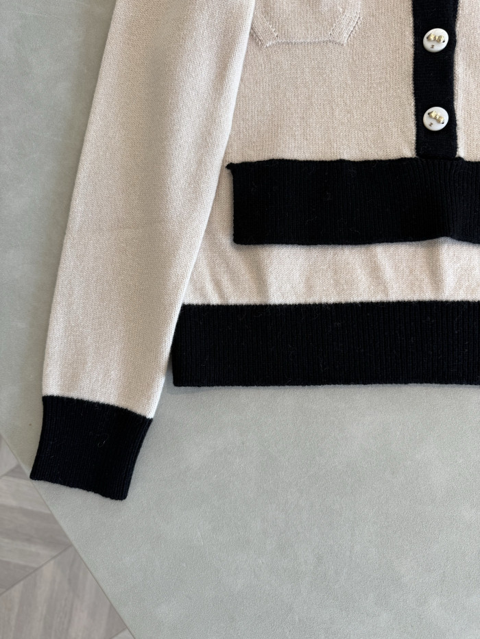 Chanel Sweater Cashmere Light Beige Black #384325