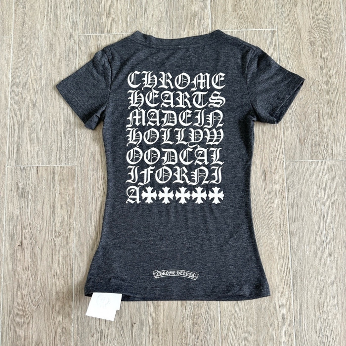 Chrome Hearts V-neck Cross Horseshoe Print T-shirt #384423