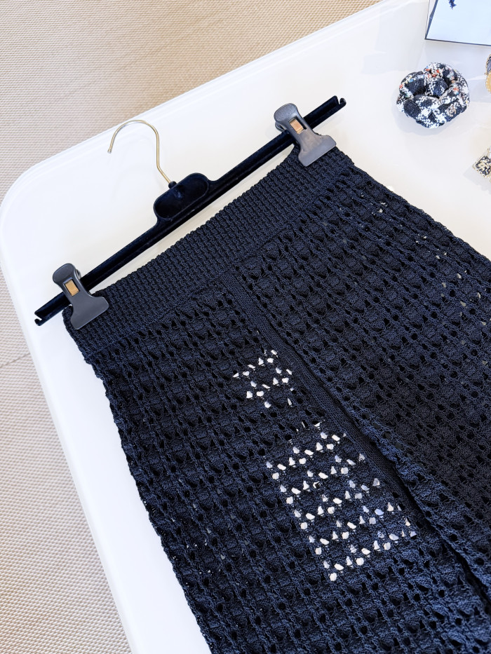 Chanel Hollow Belt Doll Collar Knitted Jacket Pants Suit #384480
