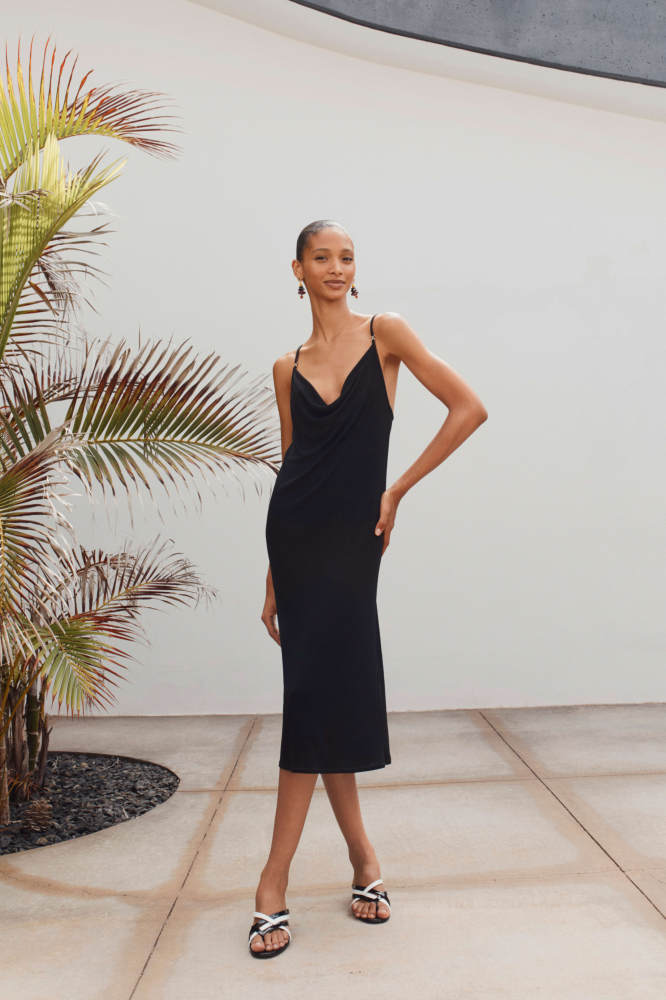 CHANEL Dress Mixed Fibers Black #384382