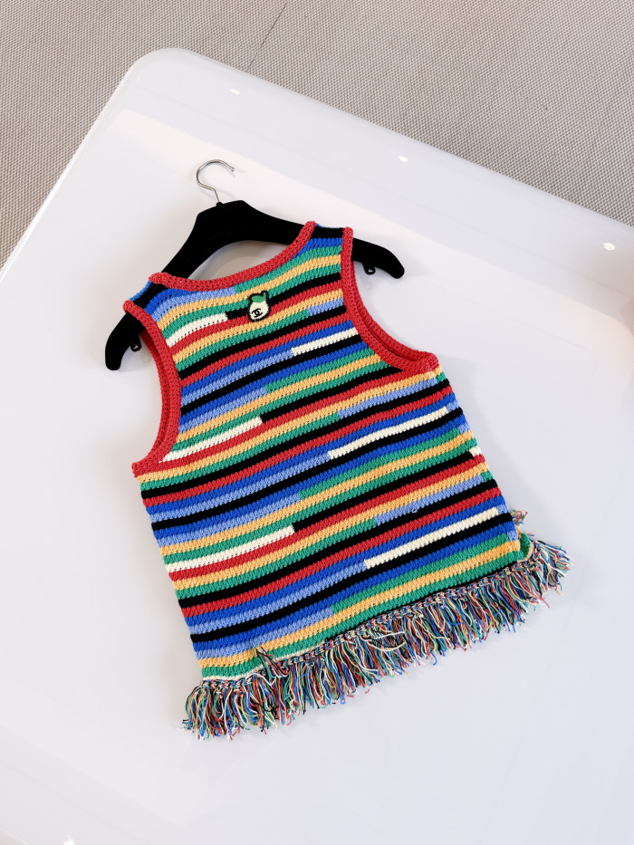CHANEL Top Cotton Red Blue Green Yellow #384384