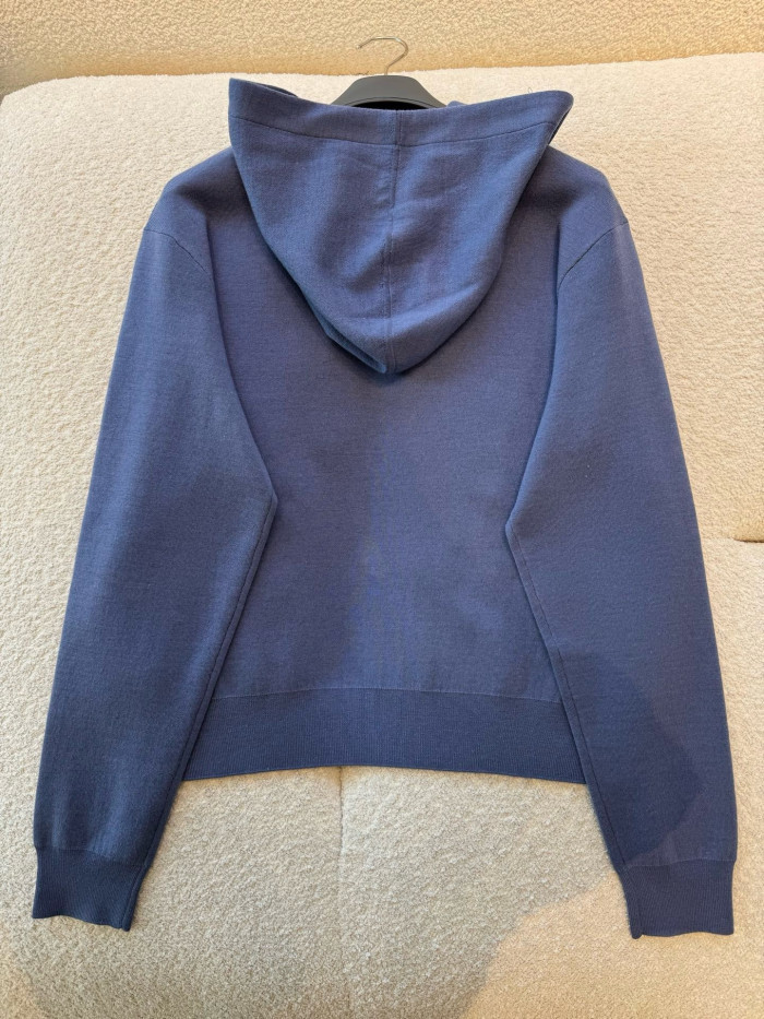 DIOR Book Cover Hooded Sweatshirt Blue and White Cashmere-Silk Blend #384326