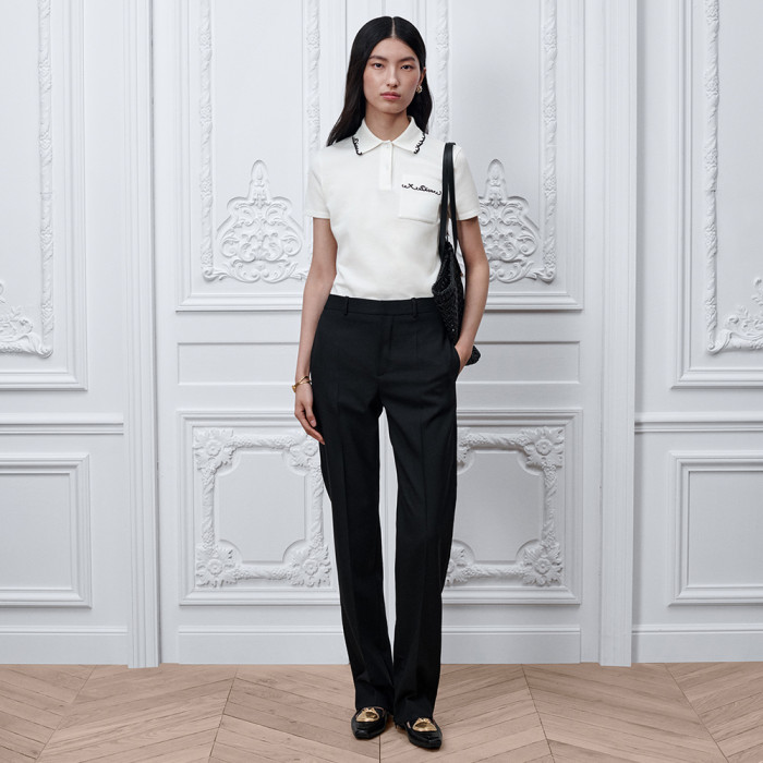 DIOR Embroidered Polo Shirt White and Black Cotton-Blend Piqué #384360