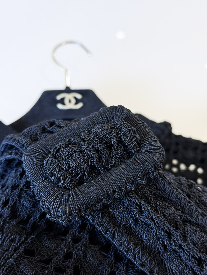 Chanel Hollow Belt Doll Collar Knitted Jacket Pants Suit #384480