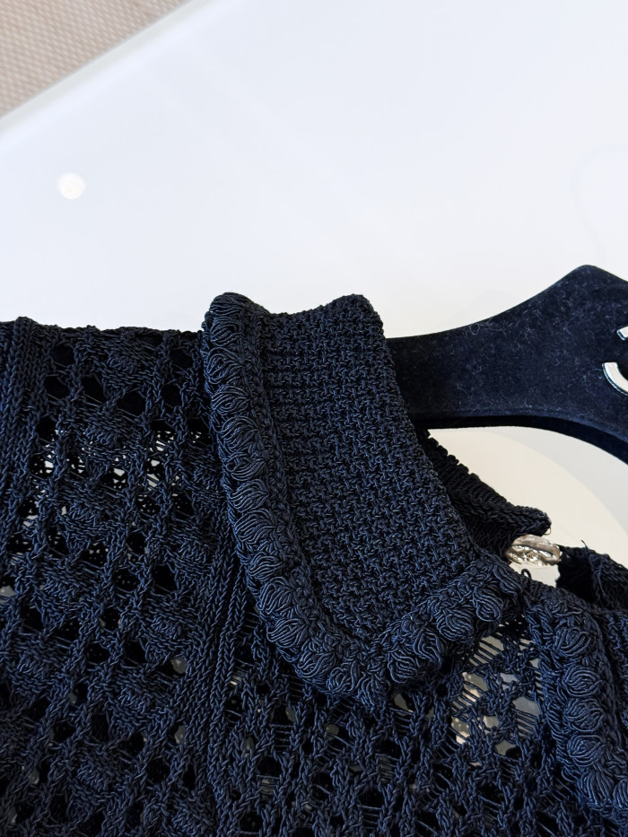 Chanel Hollow Belt Doll Collar Knitted Jacket Pants Suit #384480