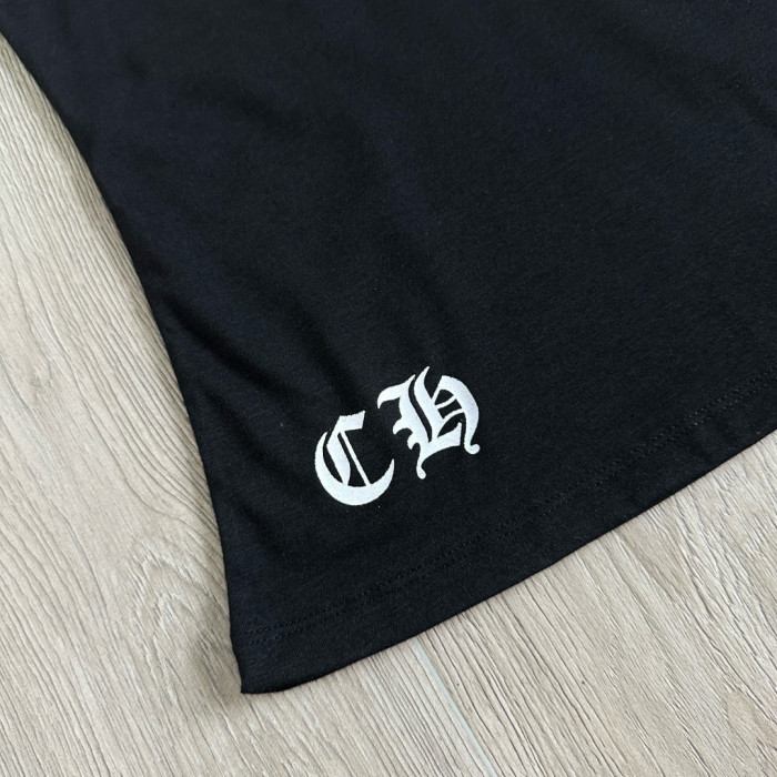 Chrome Hearts V-neck Cross Horseshoe Print T-shirt #384423