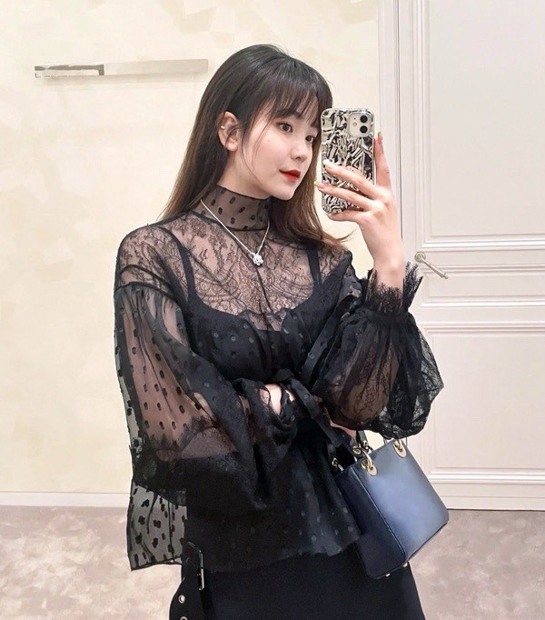 Dior Lace Polka Dot Embroidery Shirt #384328