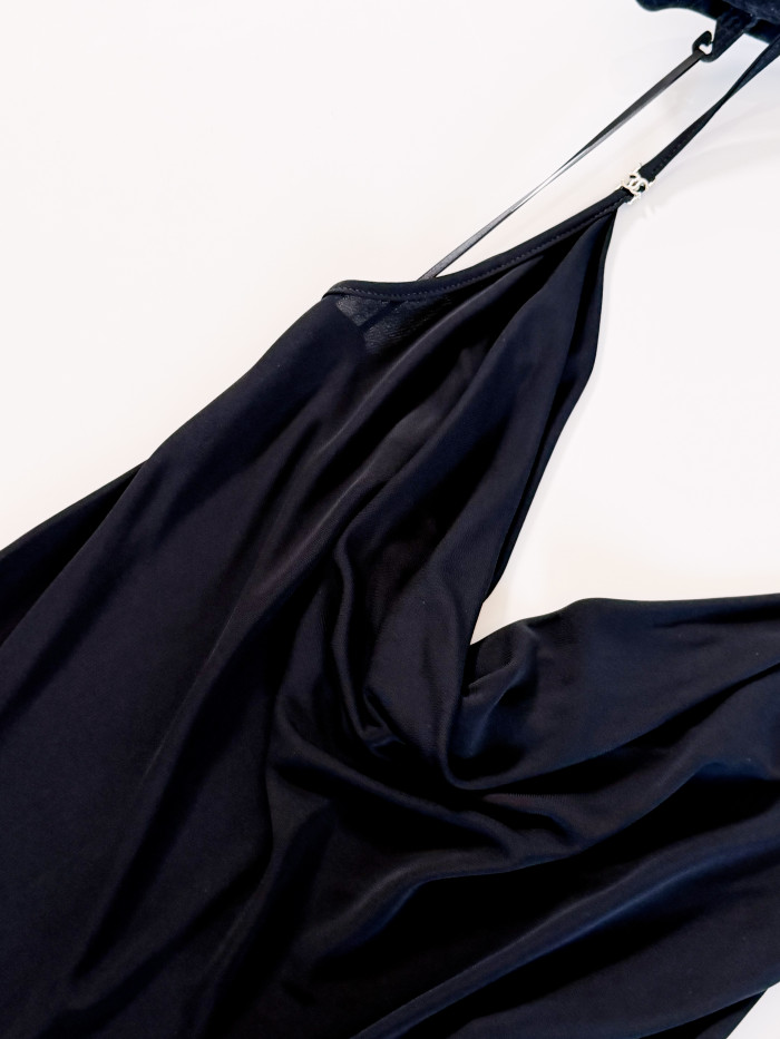 CHANEL Dress Mixed Fibers Black #384382