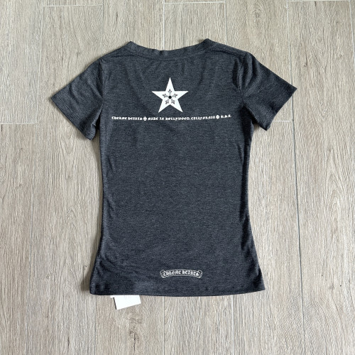 Chrome Hearts V-neck Five-pointed Star Sanskrit Printed T-shirt #384426