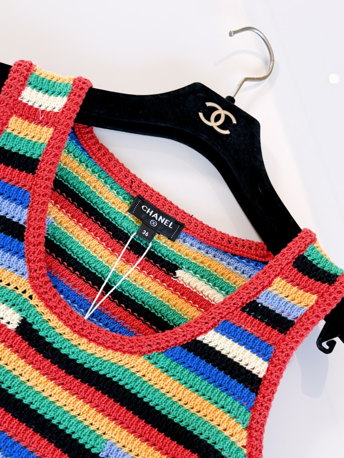 CHANEL Top Cotton Red Blue Green Yellow #384384