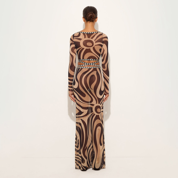 PUCCI Marmo Print Long Tulle Skirt and Crop Top #384580