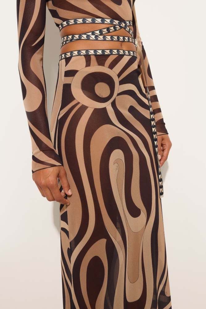 PUCCI Marmo Print Long Tulle Skirt and Crop Top #384580
