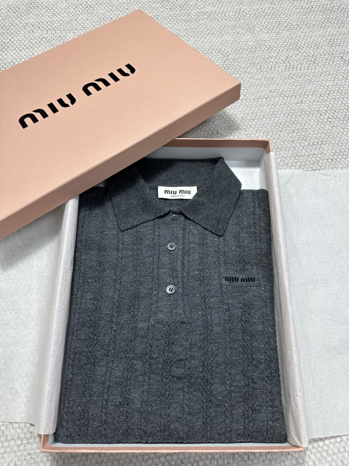 MiuMiu Top-quality Version Striped Knitted Cashmere Sweater #334099