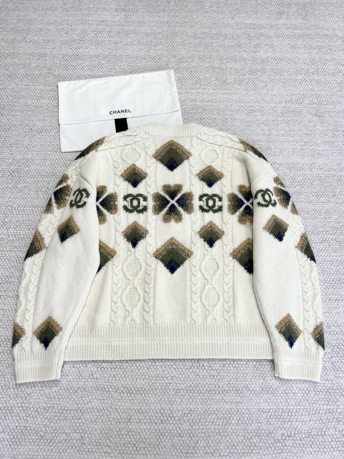 Chanel Top-quality Version CC Coco Neige Four Leaf Clover Wool Sweater#294113