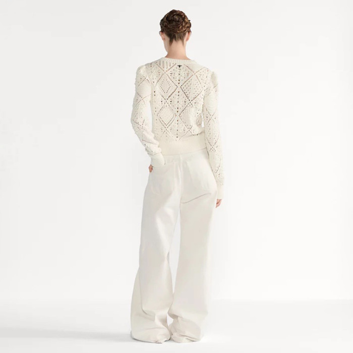 DIOR Sweater White Openwork Cotton Knit #333953