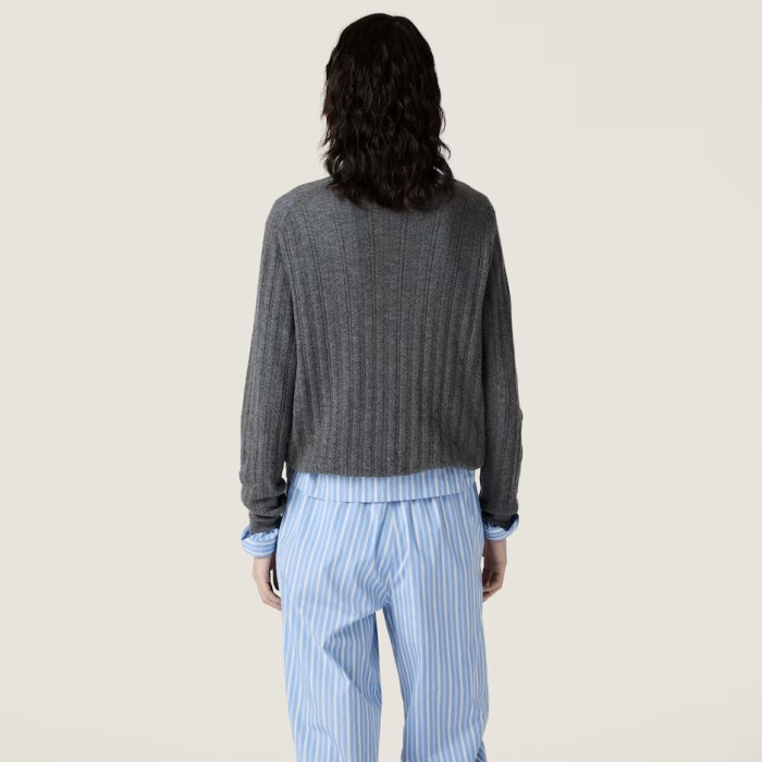 MiuMiu Top-quality Version Striped Knitted Cashmere Sweater #334099