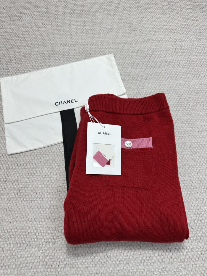 Chanel Top-quality Version Trousers Cashmere Red Pink #334185