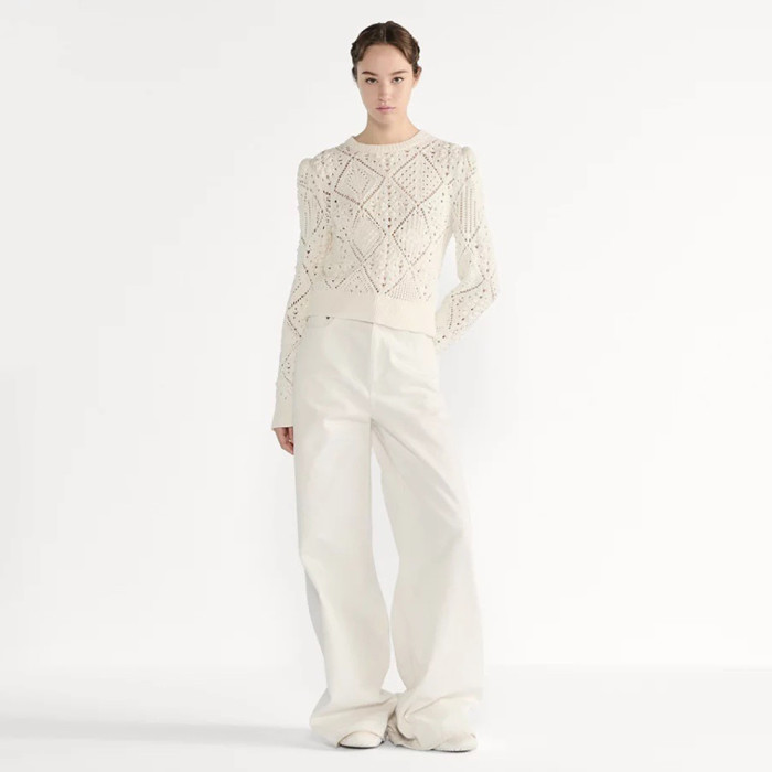 DIOR Sweater White Openwork Cotton Knit #333953