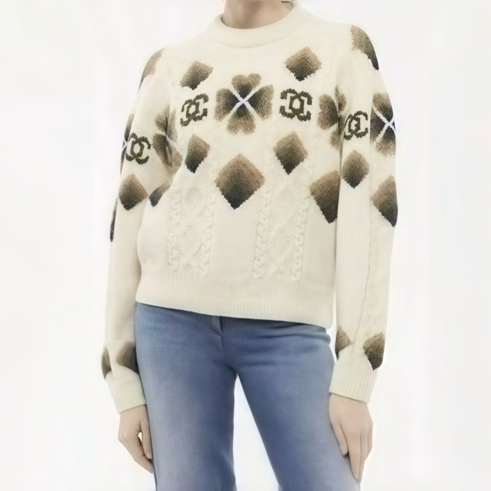 Chanel Top-quality Version CC Coco Neige Four Leaf Clover Wool Sweater#294113