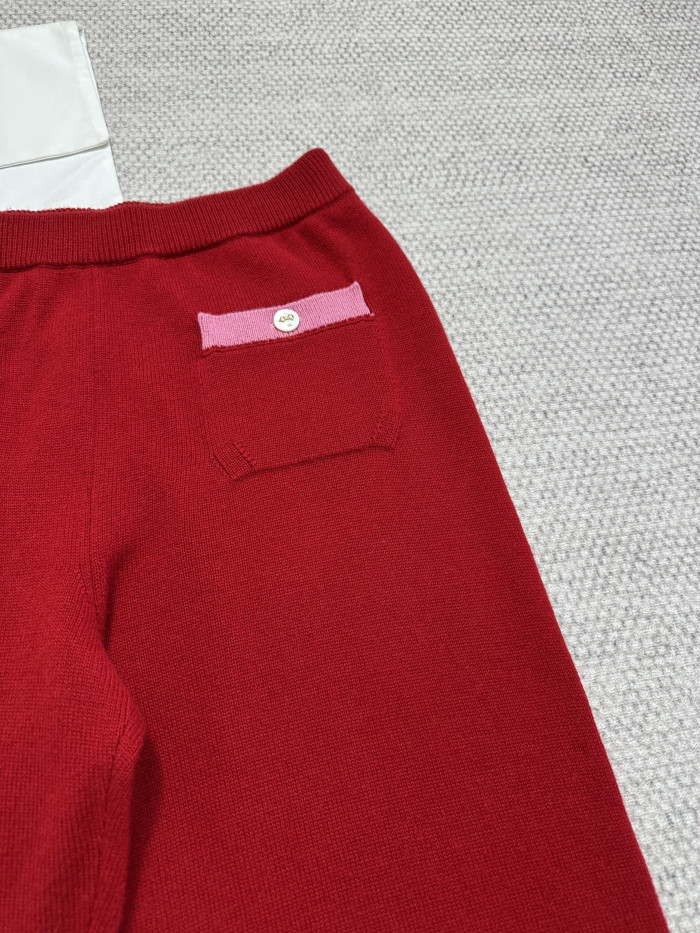 Chanel Top-quality Version Trousers Cashmere Red Pink #334185