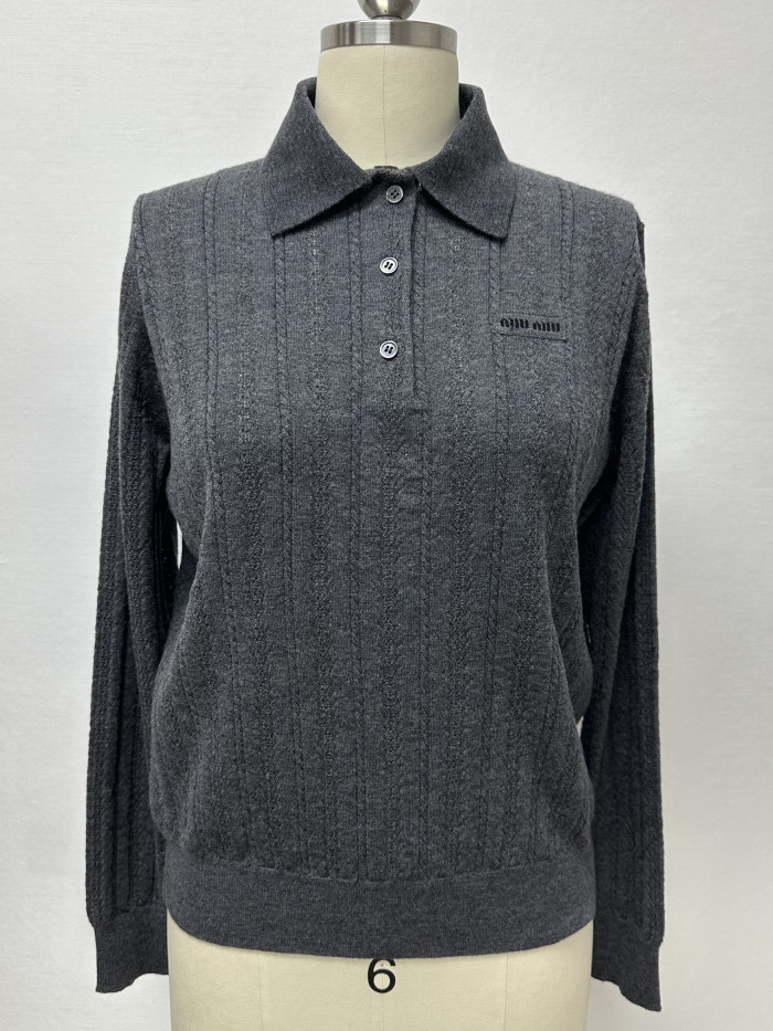 MiuMiu Top-quality Version Striped Knitted Cashmere Sweater #334099
