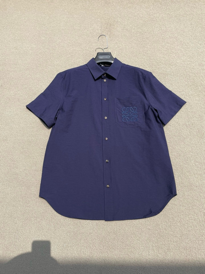 LOEWE Short Sleeve Shirt in Cotton Blend Blue #384842