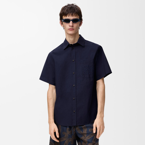 LOEWE Short Sleeve Shirt in Cotton Blend Blue #384842