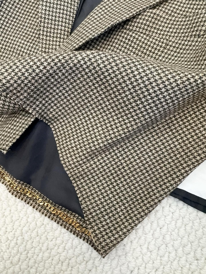 CHANEL Jacket and Pants Wool Cloth Brown Ecru #384532