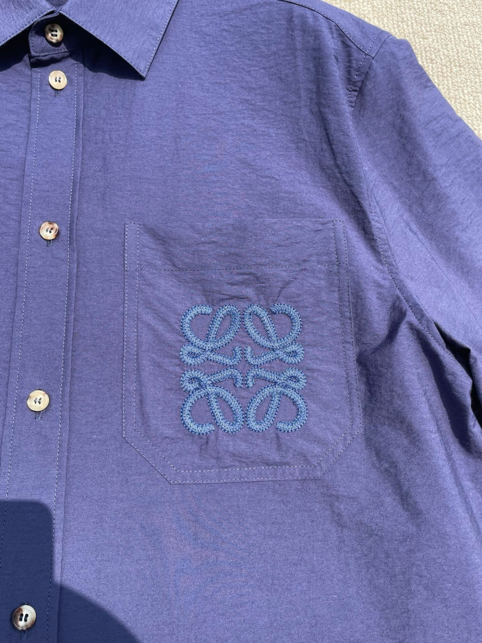 LOEWE Short Sleeve Shirt in Cotton Blend Blue #384842