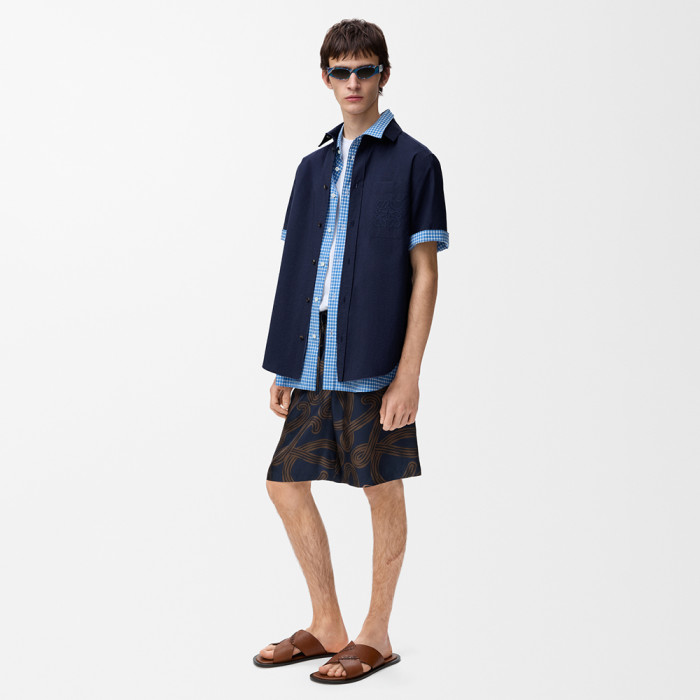 LOEWE Short Sleeve Shirt in Cotton Blend Blue #384842