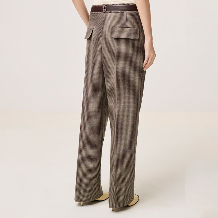 CHANEL Jacket and Pants Wool Cloth Brown Ecru #384532