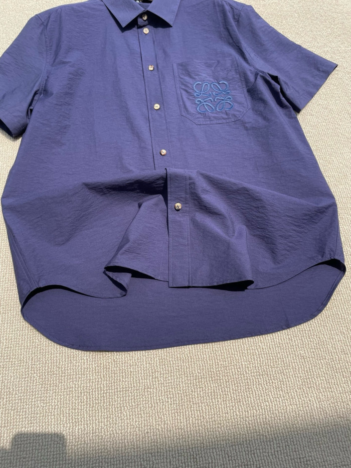 LOEWE Short Sleeve Shirt in Cotton Blend Blue #384842