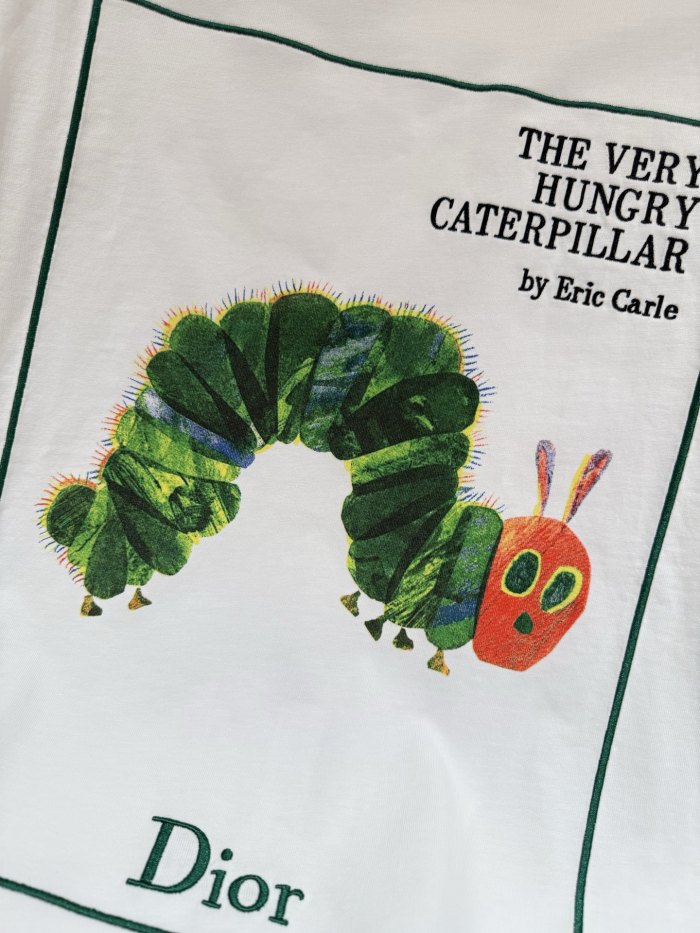 DIOR Oversized Embroidered Book Cover T-Shirt Ecru Multicolor Cotton Jersey #384789