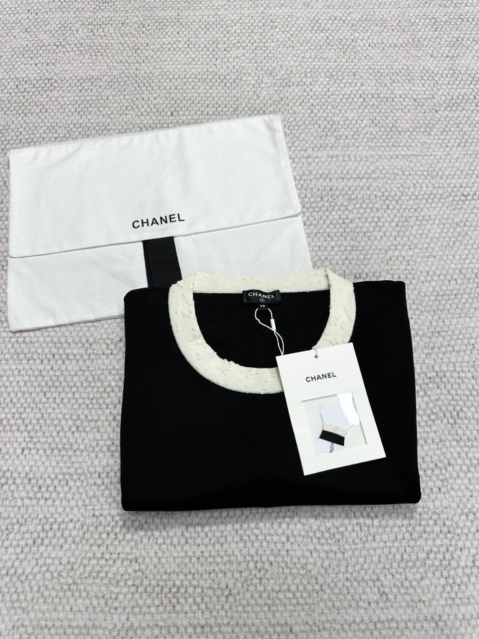 Chanel Top-Quality Version CC Black Rayon Dress#327356
