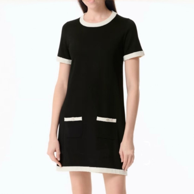 Chanel Top-Quality Version CC Black Rayon Dress#327356