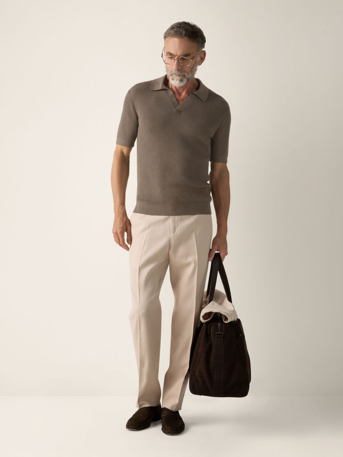 Zegna Dark Taupe Premium Cotton Polo Shirt #384933