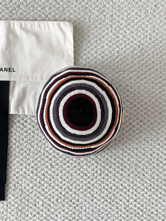 Chanel Cloche Hat Cotton Mixed Fibers Metal Multicolor #384926