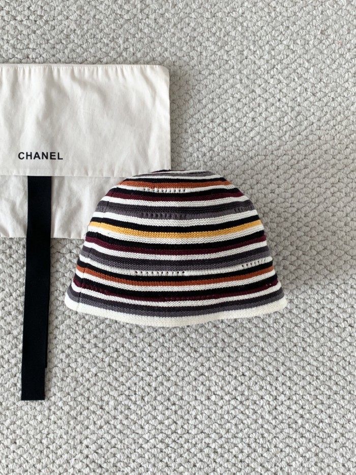 Chanel Cloche Hat Cotton Mixed Fibers Metal Multicolor #384926