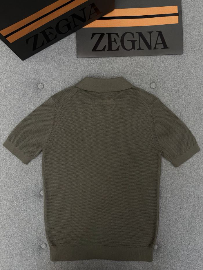 Zegna Dark Taupe Premium Cotton Polo Shirt #384933