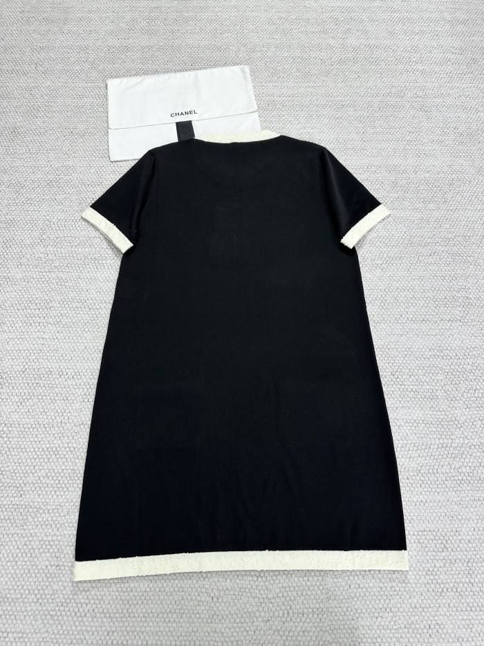 Chanel Top-Quality Version CC Black Rayon Dress#327356