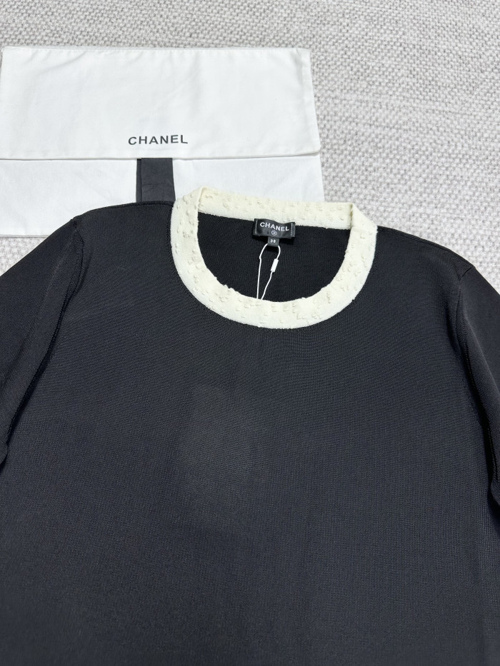 Chanel Top-Quality Version CC Black Rayon Dress#327356