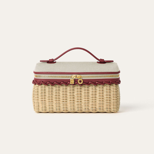 Loro Piana Extra Pocket L19 East-West wicker Cotton Linen Rattan Multicolor Pattern Spring Summer collection Top Handle #384885