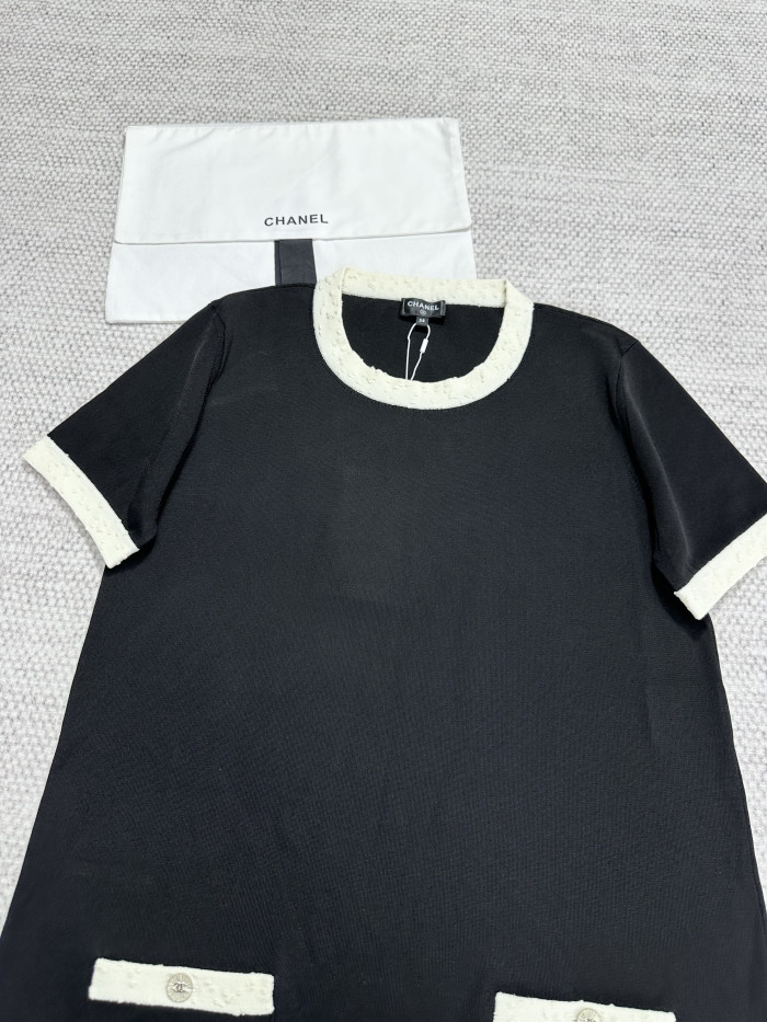 Chanel Top-Quality Version CC Black Rayon Dress#327356