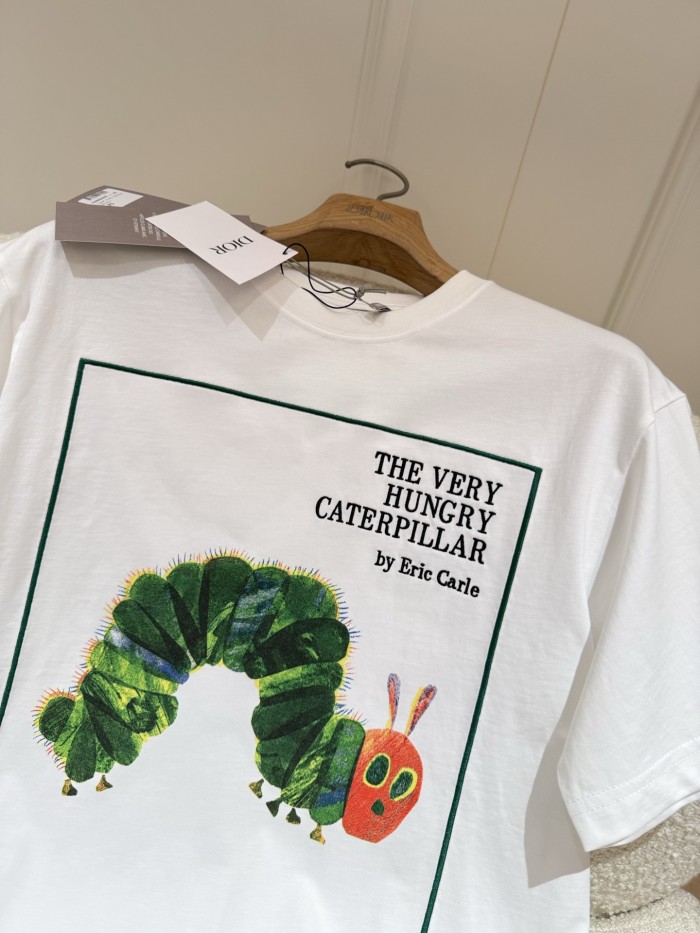 DIOR Oversized Embroidered Book Cover T-Shirt Ecru Multicolor Cotton Jersey #384789